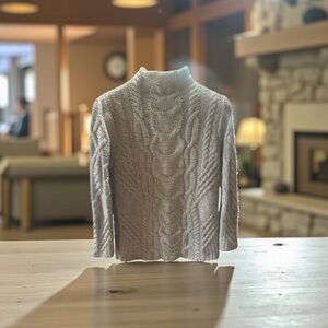 Aran Mor 100 % Merino Wool Cable Knit Sweater | Made in Ireland | Gray | Sz M